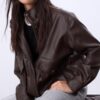 Oversize-Kunstlederjacke