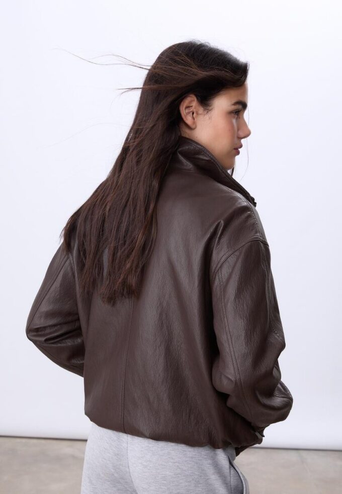 Oversize-Kunstlederjacke