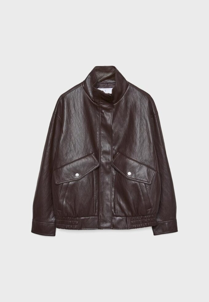 Oversize-Kunstlederjacke