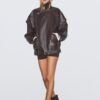 Oversize-Kunstlederjacke mit Revers