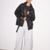 Oversize-Kunstlederjacke mit Revers