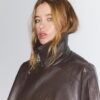 Oversize-Kunstlederjacke mit Revers