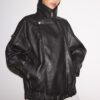 Oversize-Kunstlederjacke mit Revers