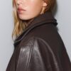 Oversize-Kunstlederjacke mit Revers