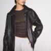 Oversize-Kunstlederjacke mit Revers
