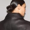 Oversize-Kunstlederjacke mit Revers