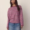 Oversize-Langarm-T-Shirt mit Streifen