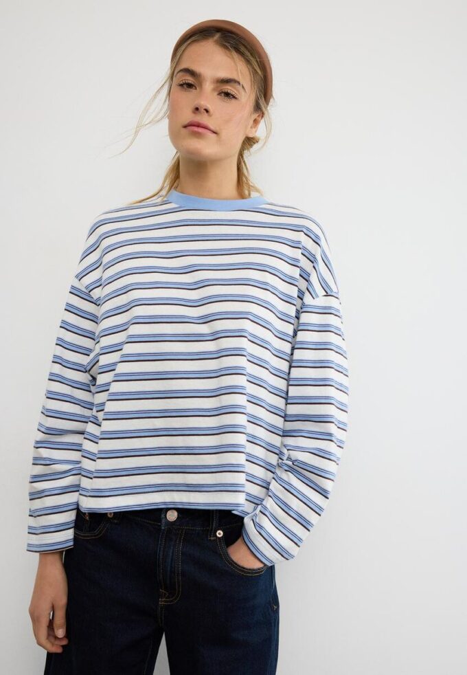 Oversize-Langarm-T-Shirt mit Streifen
