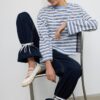 Oversize-Langarm-T-Shirt mit Streifen