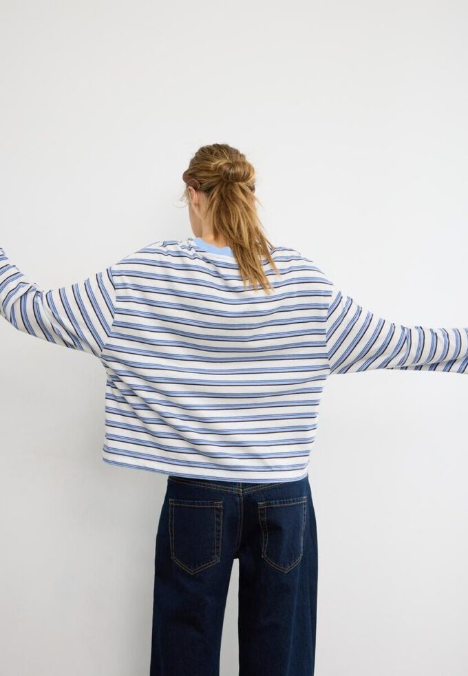 Oversize-Langarm-T-Shirt mit Streifen
