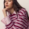 Oversize-Langarm-T-Shirt mit Streifen