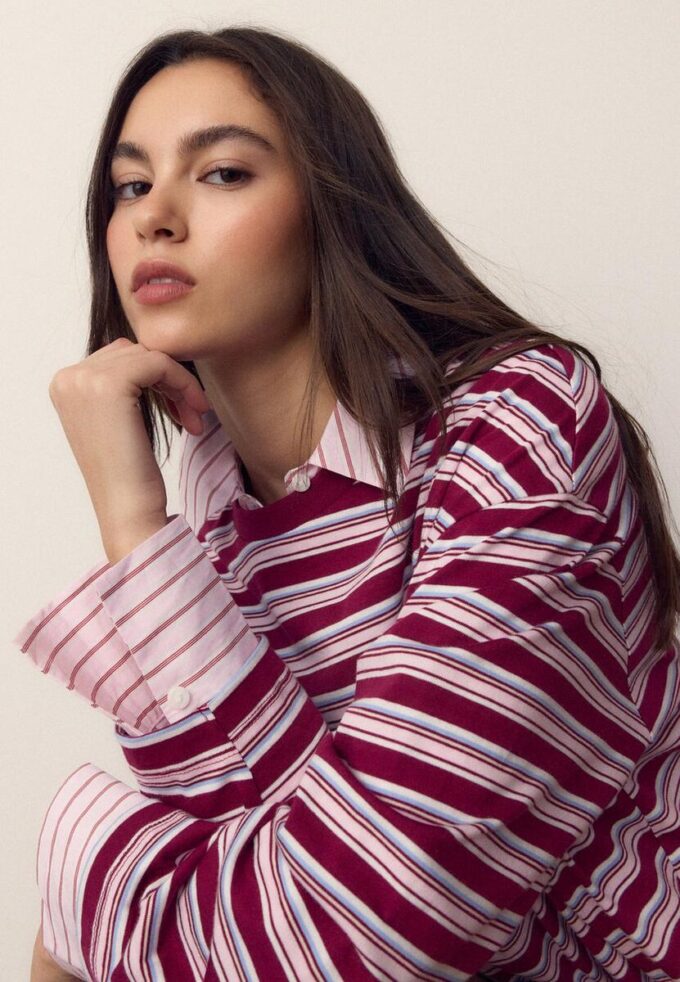Oversize-Langarm-T-Shirt mit Streifen