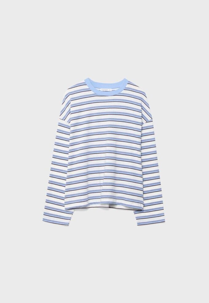 Oversize-Langarm-T-Shirt mit Streifen