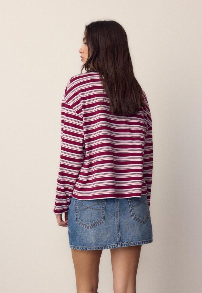 Oversize-Langarm-T-Shirt mit Streifen