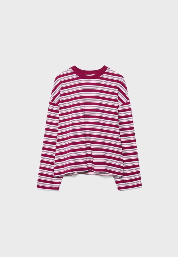 Oversize-Langarm-T-Shirt mit Streifen