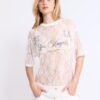 Oversize-T-Shirt aus Spitze mit grafischem Detail Oversize-T-Shirt aus Spitze mit grafischem Detail