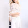 Oversize-T-Shirt aus Spitze mit grafischem Detail Oversize-T-Shirt aus Spitze mit grafischem Detail