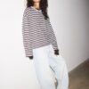 Oversize-T-Shirt mit langen Ärmeln und Streifenmuster Oversize-T-Shirt mit langen Ärmeln und Streifenmuster