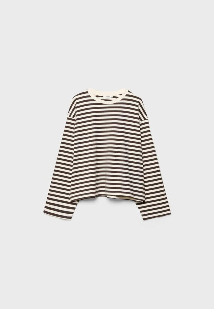 Oversize-T-Shirt mit langen Ärmeln und Streifenmuster Oversize-T-Shirt mit langen Ärmeln und Streifenmuster