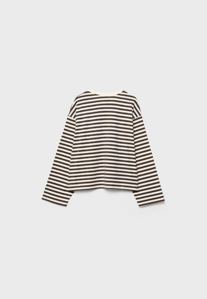 Oversize-T-Shirt mit langen Ärmeln und Streifenmuster Oversize-T-Shirt mit langen Ärmeln und Streifenmuster