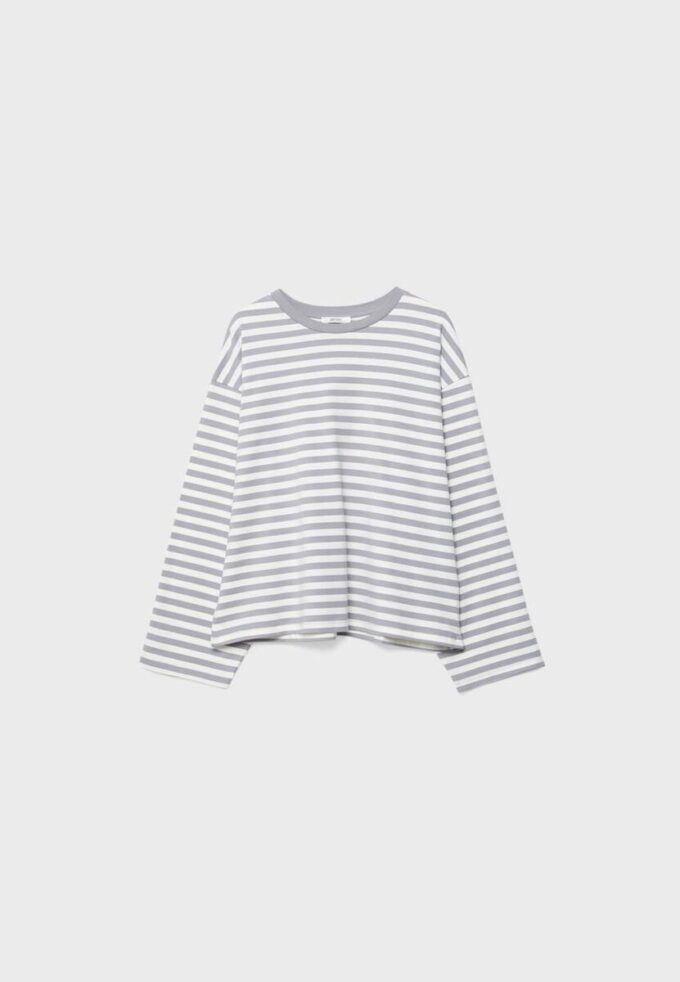 Oversize-T-Shirt mit langen Ärmeln und Streifenmuster Oversize-T-Shirt mit langen Ärmeln und Streifenmuster