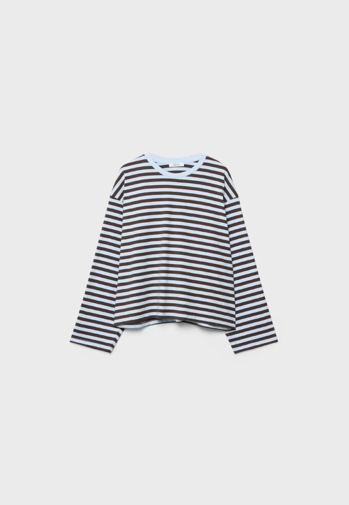 Oversize-T-Shirt mit langen Ärmeln und Streifenmuster Oversize-T-Shirt mit langen Ärmeln und Streifenmuster