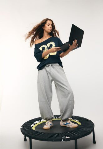 Plüsch-Jogging-Hose im Ballon-Stil