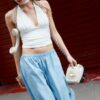 Popeline-Hose mit weitem Schnitt
