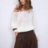 Pullover aus Mesh-Strick mit U-Boot-Ausschnitt