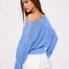 Pullover aus Mesh-Strick mit U-Boot-Ausschnitt