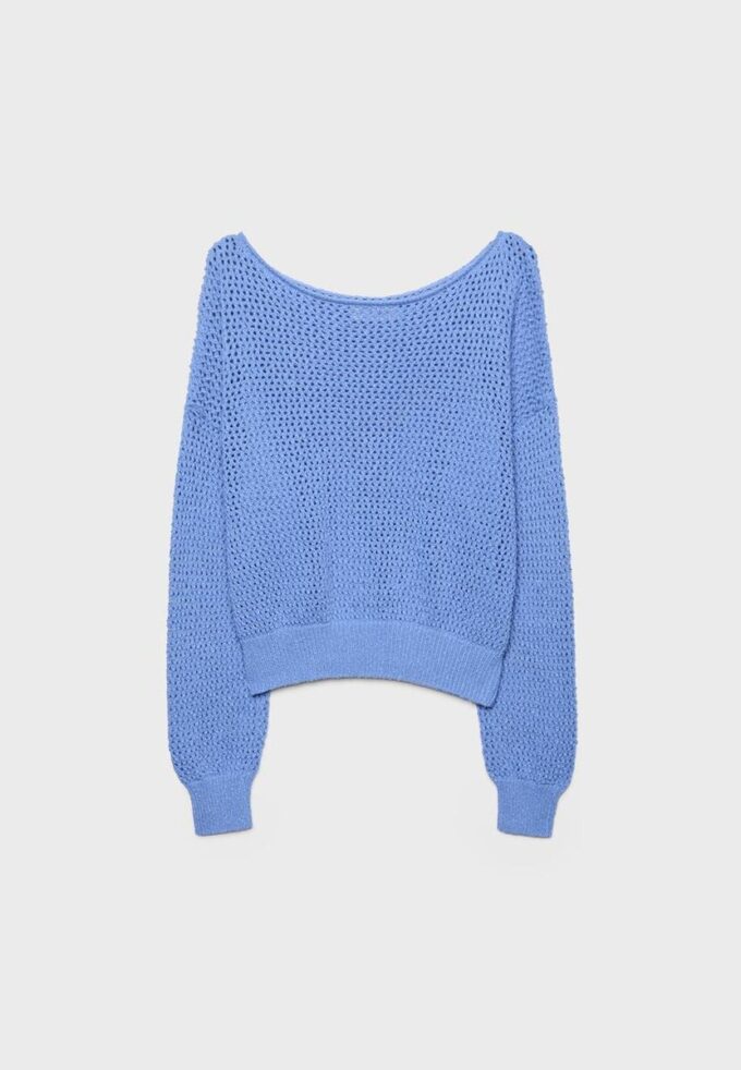 Pullover aus Mesh-Strick mit U-Boot-Ausschnitt