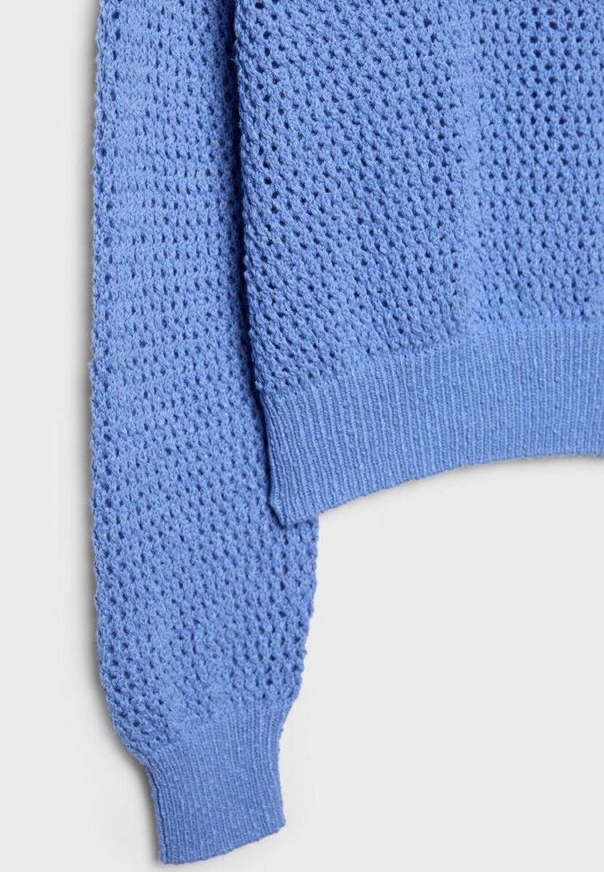 Pullover aus Mesh-Strick mit U-Boot-Ausschnitt