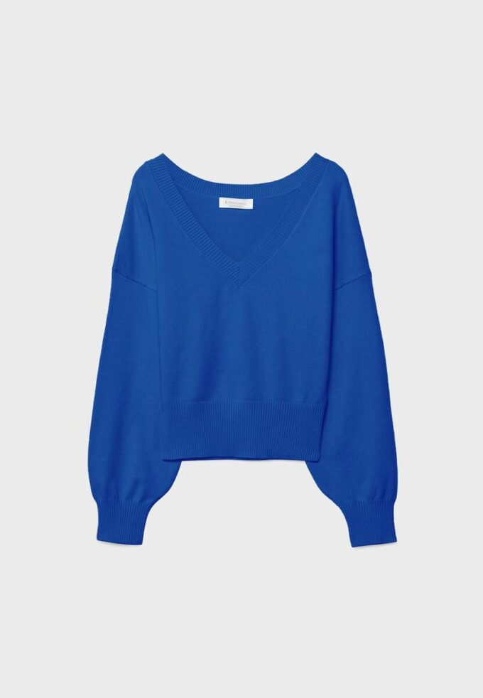 Pullover mit V-Ausschnitt und Fledermausärmeln