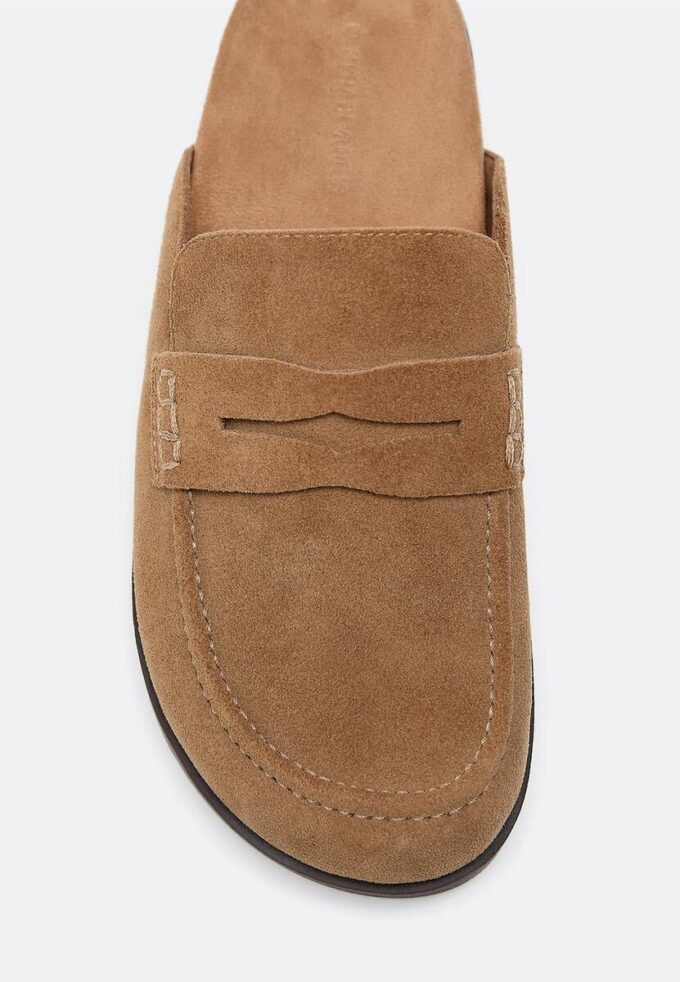 Rückenfreie Leder-Loafer-Clogs