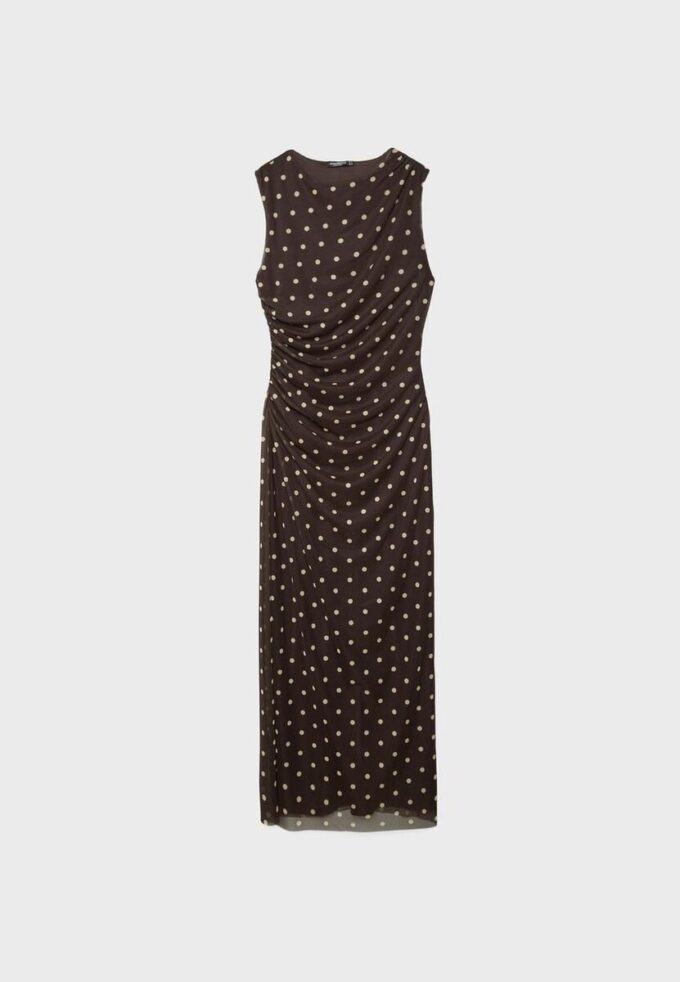 Ärmelloses Midikleid aus Tüll mit Polka-Dots Ärmelloses Midikleid aus Tüll mit Polka-Dots