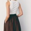 Ärmelloses Midikleid aus zwei Materialien mit Gürtel Ärmelloses Midikleid aus zwei Materialien mit Gürtel