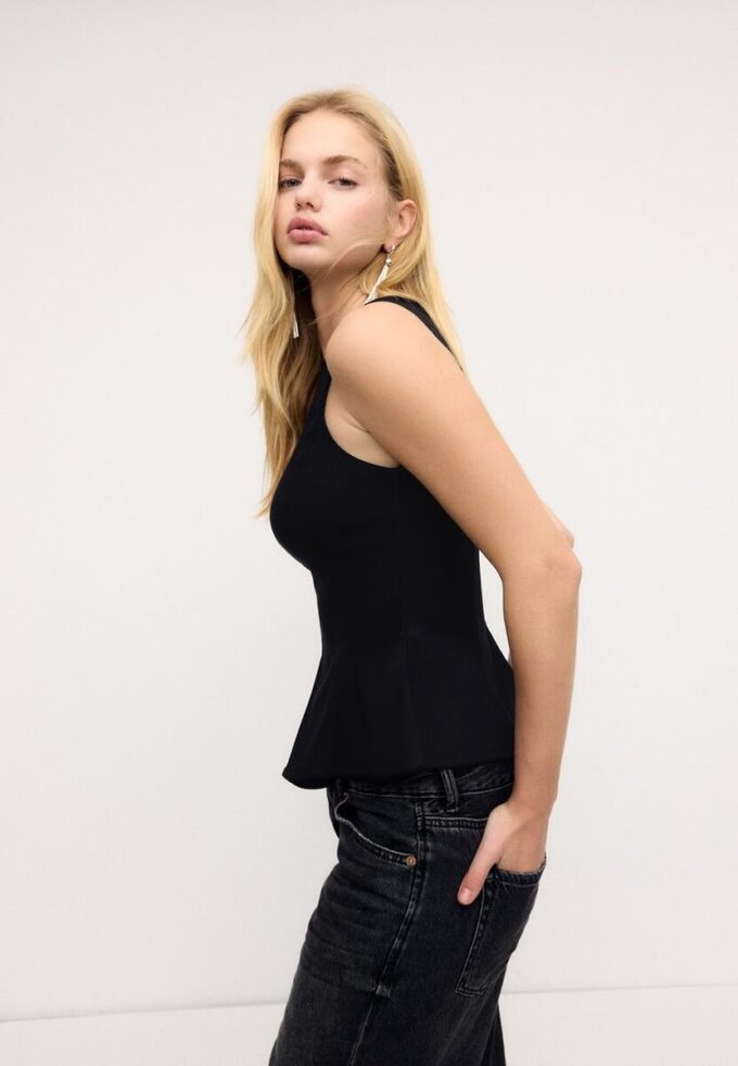 Ärmelloses Peplum-Oberteil Ärmelloses Peplum-Oberteil