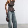 Ärmelloses Peplum-Oberteil Ärmelloses Peplum-Oberteil