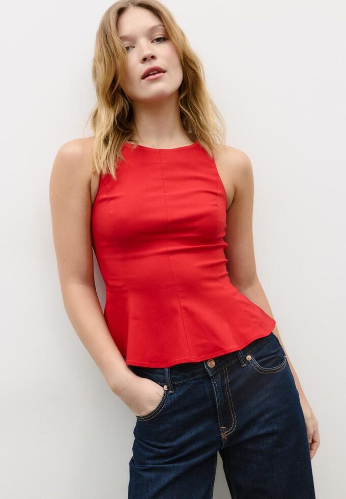 Ärmelloses Peplum-Oberteil Ärmelloses Peplum-Oberteil