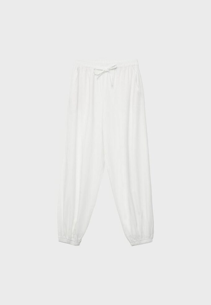 Sarouel-Hose in Leinenoptik