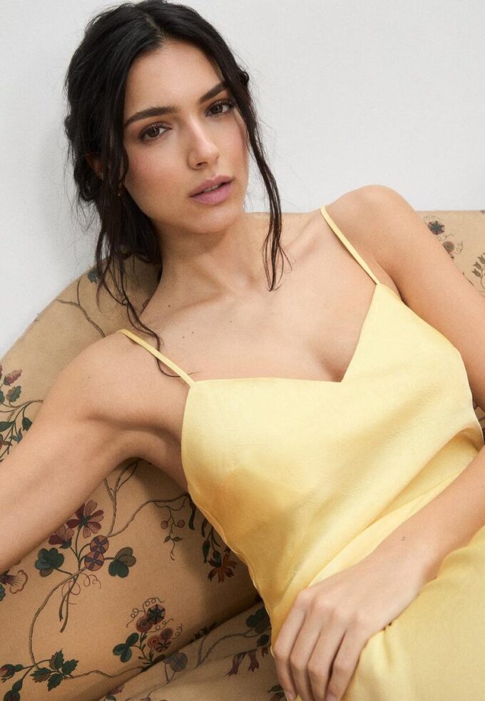 Satin-Midi-Kleid