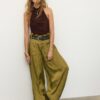 Satin-Sarouel-Hose mit Gürtel