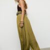 Satin-Sarouel-Hose mit Gürtel
