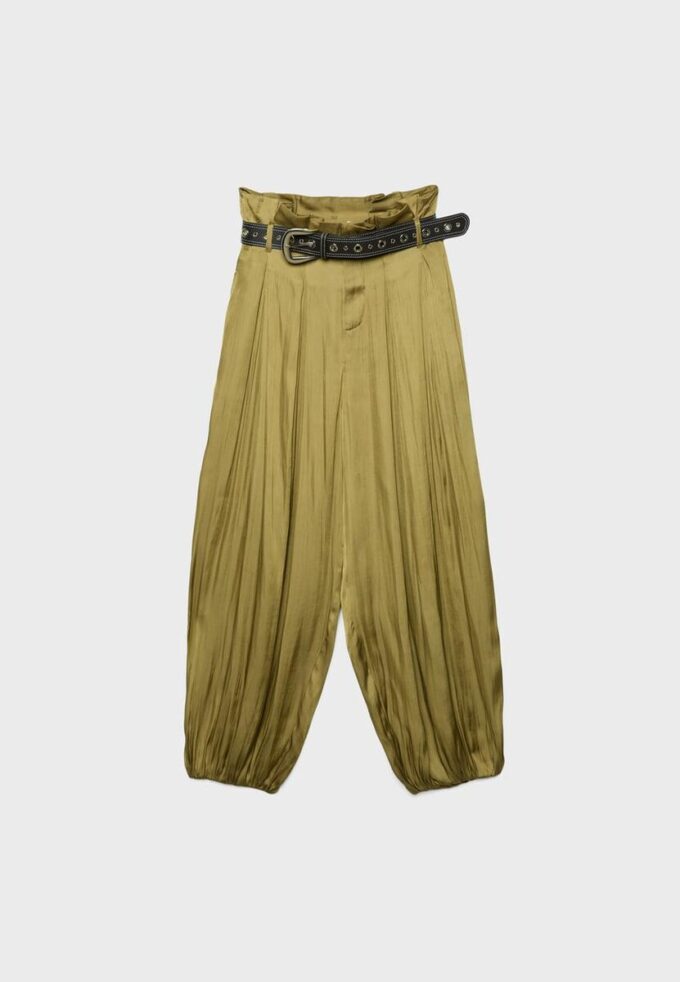 Satin-Sarouel-Hose mit Gürtel
