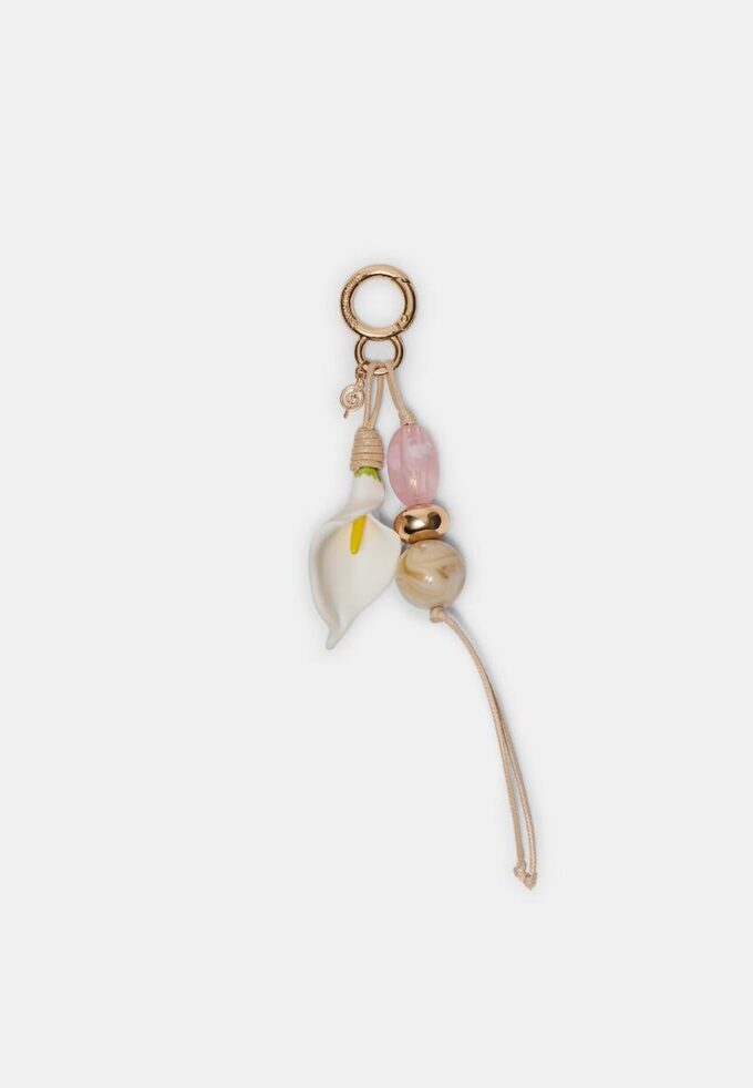 Schlüsselanhänger mit Calla-Lilie aus Perlen Schlüsselanhänger mit Calla-Lilie aus Perlen
