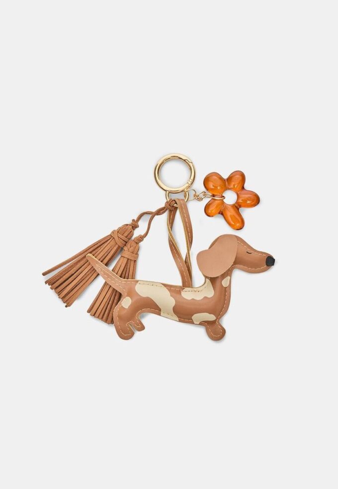 Schlüsselanhänger mit Hund- und Blumenanhänger