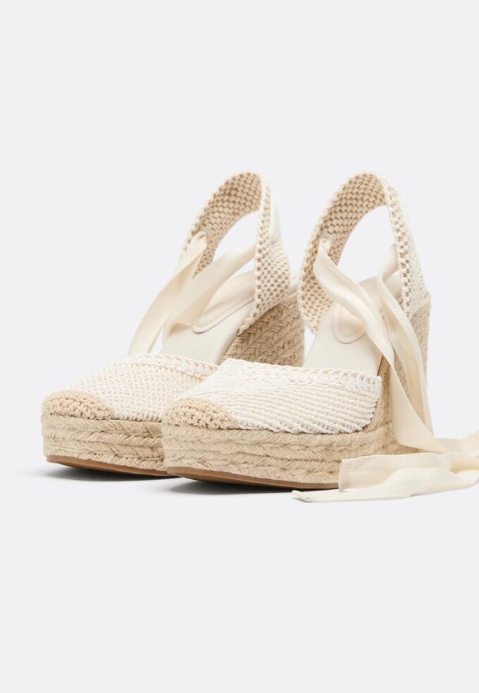 Schnürbare Jute-Plateau-Keilschuhe Schnürbare Jute-Plateau-Keilschuhe