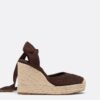 Schnürbare Jute-Plateau-Keilschuhe