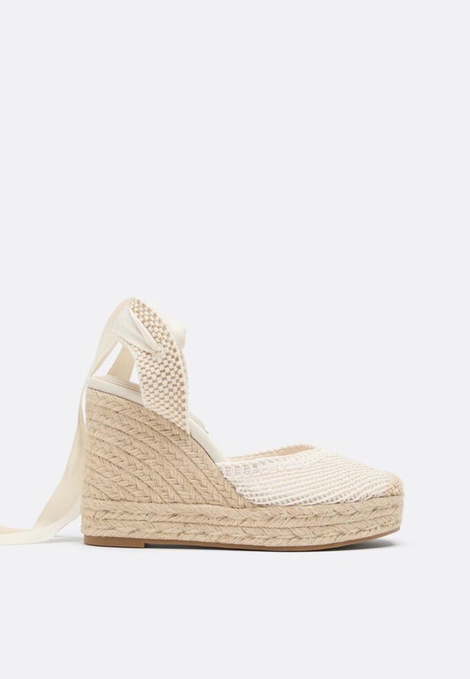 Schnürbare Jute-Plateau-Keilschuhe Schnürbare Jute-Plateau-Keilschuhe