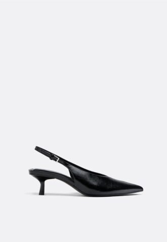 Schuhe mit V-Ausschnitt und Kitten-Absatz